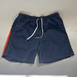 Sundek Lined Swim Trunks Shorts Boardshorts Rainbow Stripes XXXL Navy‎ Blue Surf